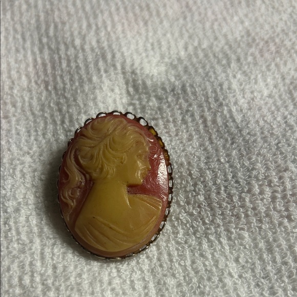 Jewelry - Vintage Cameo Scarf Clip in‎ Tan and Brown
